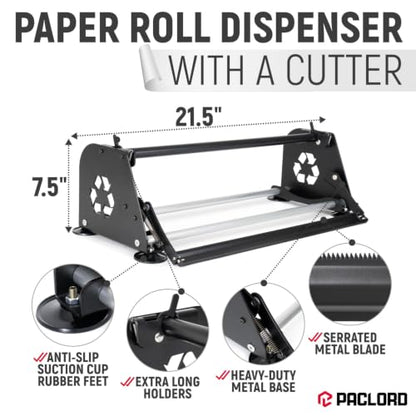 18" Paper Dispenser with Cutter + White Kraft Paper Roll - color: White, size: 1 Roll + Dispenser