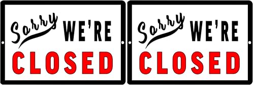 Rogue River Tactical Sorry We're Closed Metal Tin Sign Business Retail Store Home Large Restaurant Bar Office Hotel (Pack of 2) - size: 12" x 8" (Pack of 2)