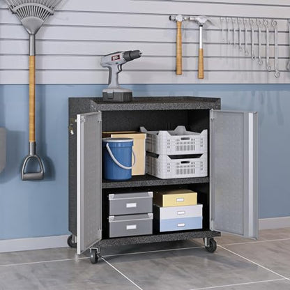 Manhattan Comfort Fortress Collection Convenient Durable Mobile Garage 6 Piece Tool Set, Great for a Variety of Tools and Supplies, 6 Piece, Dark Charcoal Gray/Silver - color: Black/Grey, style: 6-Piece Set