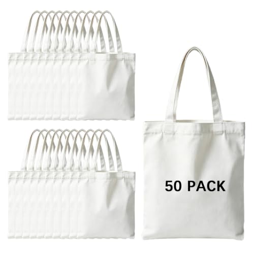 ORJ 13 * 15 inch Sublimation Blank Bags Bulk,Tote Bags for Sublimation, Canvas Tote Bags DIY Custom Shopping Bag - color: 32x37cm White Canvas Bag *50pcs