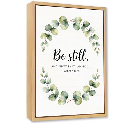 Be Still & Psalm 46:10 Eucalyptus Wooden Box Sign 8x12 Inch - color: Be Still and Know That I Am God Psalm 46:10