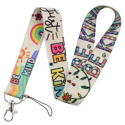 Cute Be Kind Lanyard with Badge Holder and Retractable Reel Clip Kids Autism Rainbow Lanyards ID Name Card Holder for Keys Girls Women Teacher Lanyard for Work School Office - color: Be Kind
