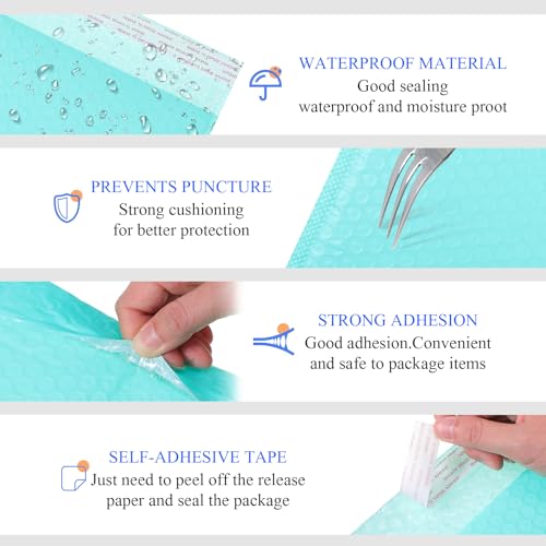 100 Pcs Kraft Bubble Mailers 3 Size Padded Envelopes, Green - color: Green