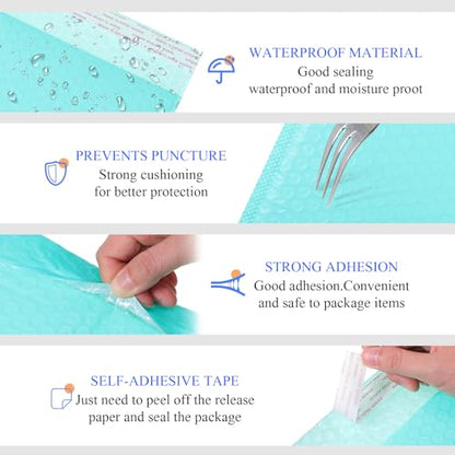 100 Pcs Kraft Bubble Mailers 3 Size Padded Envelopes, Green - color: Green