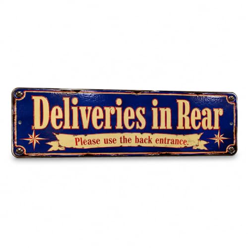 Deliveries in Rear Vintage Enamel Business Sign - style: Deliveries in Rear