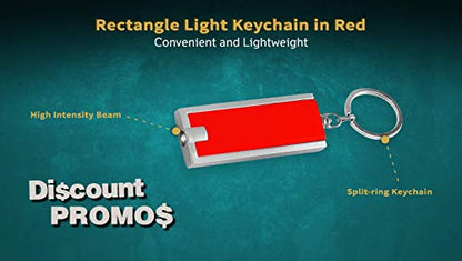 DISCOUNT PROMOS 10 Flashlight Keychains Pack - Rectangle, Plastic - Red - color: Red, size: 10 keychains