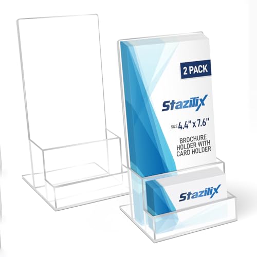 2 Pack Acrylic Brochure Holder Stand 4", Trifold Business Rack Card Holder - size: 7.6x4.4