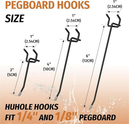 HUHOLE 50 Pack 2 Inch Black Pegboard Hooks Metal Hangers - color: Black, size: 2 Inch
