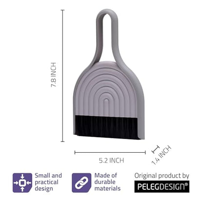 Peleg Design DustArch - Mini Dustpan and Brush Set, Small Dustpan and Broom with Modern Charm, Handheld Broom and Dustpan Set for Home, Office & Travel - color: Dustarch - Grey