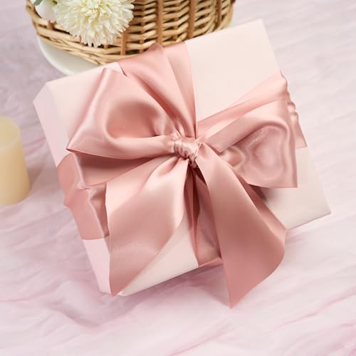 Rose Gold Double-Faced Satin Ribbon, 3 Inch x 10 Yards - color: Blush