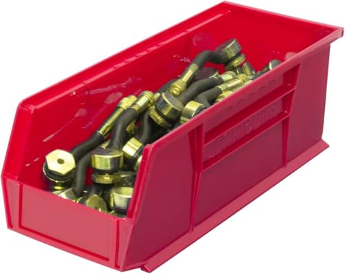 Akro-Mils 30234 AkroBins Plastic Storage Bins, 15"x5"x5", Red, 12-Pack - color: Red