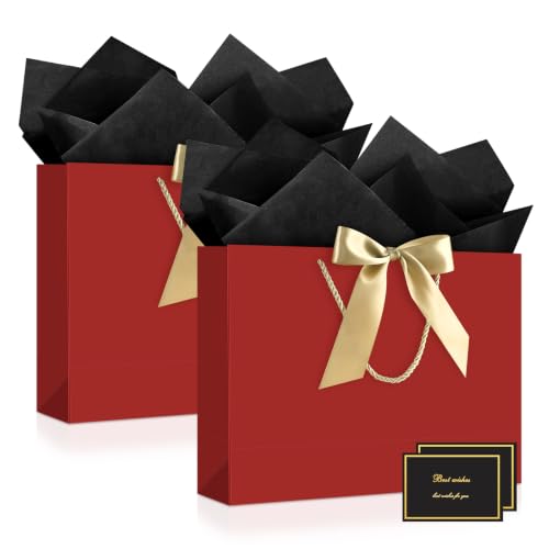 JMANNI Gift Bags with Handles, 14.6” Large Gift Bags with Tissue Paper - color: 2 Pcs-red