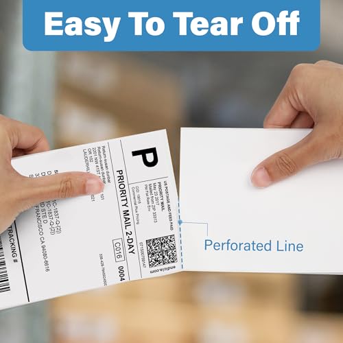 LotFancy 4x6 Direct Thermal Shipping Labels, 1000 Thermal Labels Fanfold with Perforated and Strong Adhesive, White Mailing Label Compatible with Zebra, Rollo Printer - size: Fanfold 1 Stack 1000 Labels