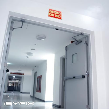 iSYFIX Emergency Exit Only Glow in the Dark Sign, 10x7 Inch, 12 Pack - size: 12 Pk 10x7, style: Plastic Glow