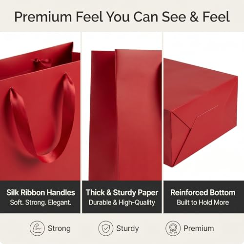 WrapNGo Gift Bags with Handles, 8 Colors with Tissue Paper 8x5x10 Inch - color: 8 Colors-8x5x10 Inch