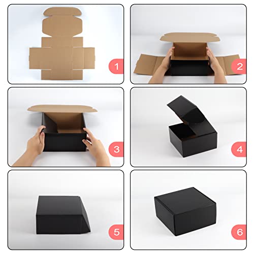 Hoikwo 25 Pack 8x8x4 Shipping Boxes for Small Business, Black Packaging Cardboard Boxes, Moving Mailing Packing Box - color: Black(Glossy), size: 8x8x4-25 Pack