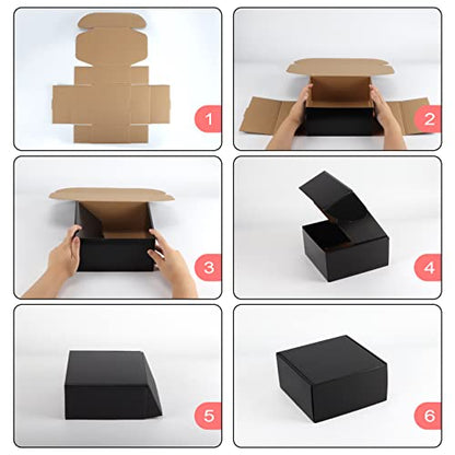 Hoikwo 25 Pack 8x8x4 Shipping Boxes for Small Business, Black Packaging Cardboard Boxes, Moving Mailing Packing Box - color: Black(Glossy), size: 8x8x4-25 Pack