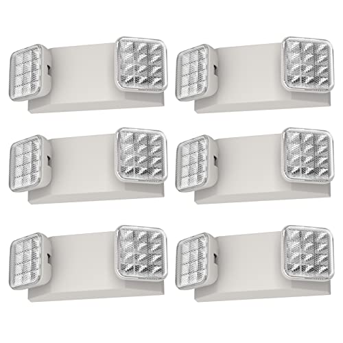 6 Packs Led Emergency Lights for Business, with Battery Backup,Hard Wired, UL 924 Certified,AC 120/277V,Two Head Adjustable LED Emergency Lighting. - size: 6 PACK