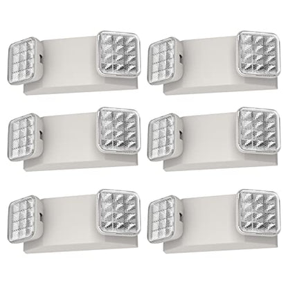 6 Packs Led Emergency Lights for Business, with Battery Backup,Hard Wired, UL 924 Certified,AC 120/277V,Two Head Adjustable LED Emergency Lighting. - size: 6 PACK