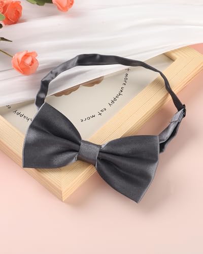 AWAYTR Bow Ties for Men - Pre-Tied Adjustable Tuxedo Style for Wedding - color: Dark Gray