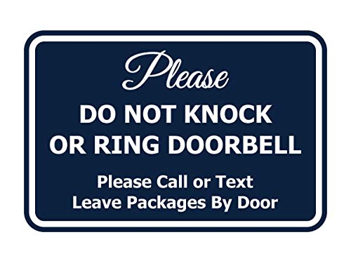 Signs ByLITA Classic Framed Please Do Not Knock Or Ring Doorbell Wall or Door Sign - Easy Installation | Mail Delivery Instruction | Do Not Disturb (Navy Blue/White) - Small 1 Pack - color: Navy Blue / White, size: 4 x 6" - Small (1 Pack)