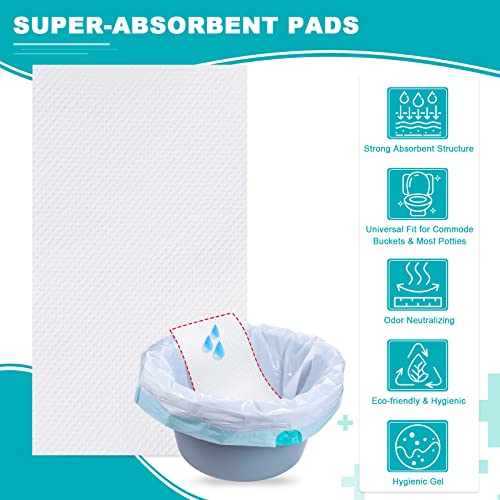 OUMEE 40 Count Absorbent Commode Pads for Bedside Commode Bucket - size: 9.5*5.1in-40