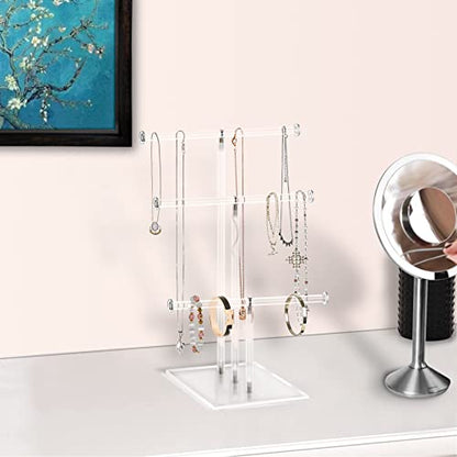 3-Tier Acrylic Jewelry Stand for Necklace Bracelet Tabletop Display