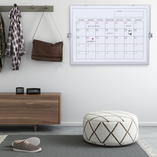Dry Erase White Board,16X12IN Magnetic Desktop Whiteboard Calendar - size: 12"W x 16"H