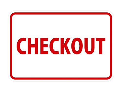 Signs ByLITA Classic Checkout Sign (White/Red) - Small - color: White/Red, size: 4 x 6" - Small (1 Pack)