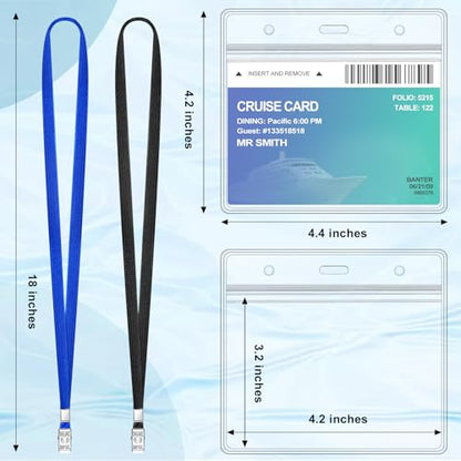 60 Pack Horizontal Badge Holders 4×3 Inches and 60 Pack Black Lanyards