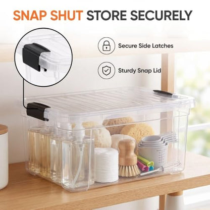 Superio 11 Quart Clear Plastic Storage Boxes with Lids, Stackable Organizer Containers, BPA-Free Storage Bins for Home, Office, School & Dorm, 5 Pack - size: 11 Quart