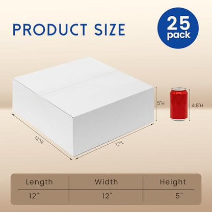 Mefleet 12x12x5" Shipping Boxes 25 Pack Corrugated Cardboard Box White - size: 12x12x5 inches (25 Pack)