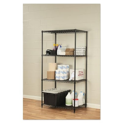 Alera NSF Certified Industrial Four-Shelf Wire Shelving Kit, 36w x 24d x 72h, Black - color: Black, size: 36" x 24" x 72"
