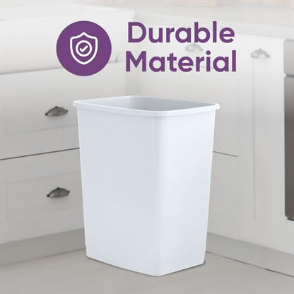 Superio Kitchen Trash Can 9 Gallon Slim Waste Bin 37 Qt Durable Plastic, Fit Small Spaces, Office, Bathroom, Under Counter (2, White) - color: 2, White, size: 9 Gallon