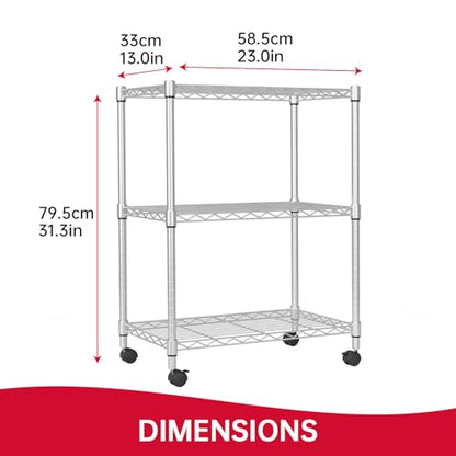 Dopinmin Wire Shelving Storage Shelves Commercial-Grade Adjustable Wire Shelving Unit Heavy Duty Metal Rack and 2” Wheel Casters Adjustable NSF Wire Shelf