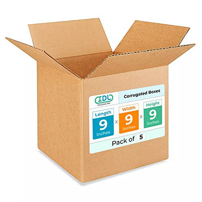 Small Cube Moving & Shipping Boxes 9 x 9 x 9 inches (5-Pack) - Extra Strength 200 lb vs Regular - Corrugated Durable Cardboard Boxes - Box for Packaging - Moving Supplies Box by IDL Packaging - size: 9 * 9 * 9" (Small Boxes)