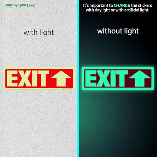 iSYFIX Exit Stickers Signs, Directional Up Arrow, 2 Pack 12x4 Inch - color: Sticker Up Glow, size: 2 Pk 12x4