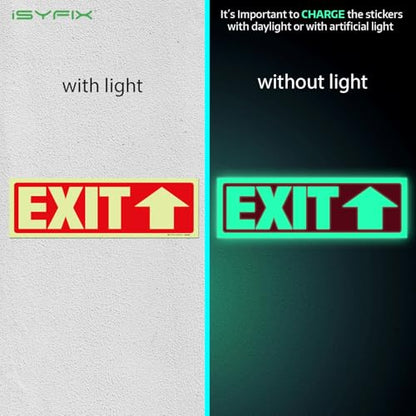 iSYFIX Exit Stickers Signs, Directional Up Arrow, 2 Pack 12x4 Inch - color: Sticker Up Glow, size: 2 Pk 12x4