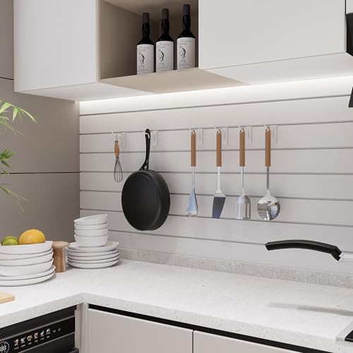 Black Slatwall Hooks,12 Inch, 25 PCS Slat Wall Hanging Hanger - color: White, size: 12 Inch