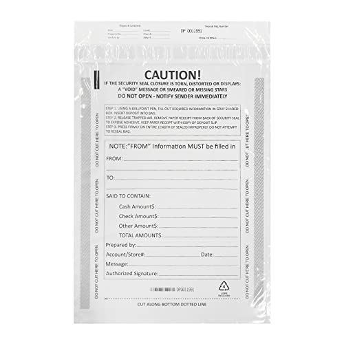 12 x 16 Inch Deposit Bags Security Pocket Bank Deposit Envelopes - size: (4) 12 x 16 Inch (100pack)
