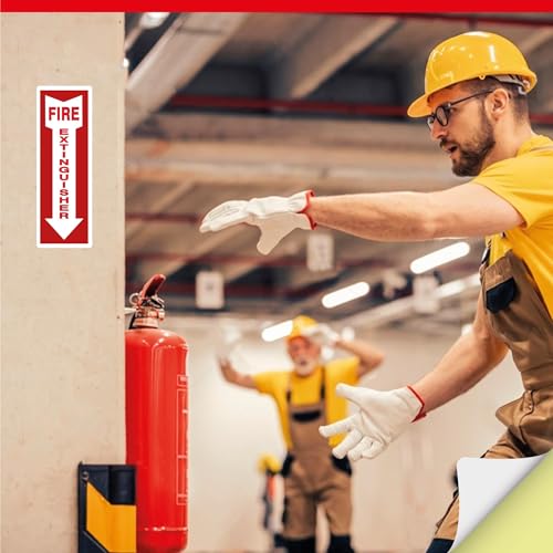 OLANZU 50 Pack Fire Extinguisher Sign Stickers for Wall, 4x12" - size: Pack of 50