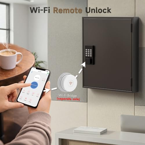 WeHere 90 Key Lock Box Wall Mount, Smart Key Cabinet with Keypad for Office - size: 90-Keys