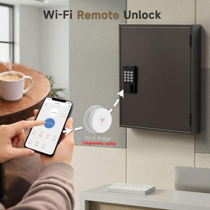 WeHere 90 Key Lock Box Wall Mount, Smart Key Cabinet with Keypad for Office - size: 90-Keys