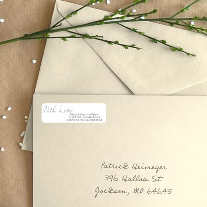 with Love Rolled Address Labels / 250 Personalized Return Address Labels/Designer Address Stickers in Elegant Plastic Dispenser - size: 250 Labels, style: With Love