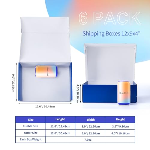 PHAREGE 6 Pack 12x9x4 in Cardboard Shipping Boxes, Royal Blue Gift Box - color: Blue, size: 12x9x4 inch 6 Pack