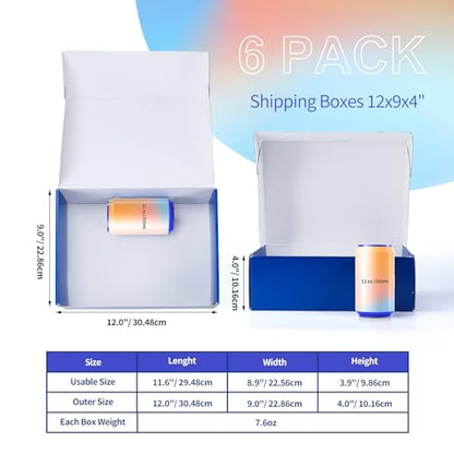 PHAREGE 6 Pack 12x9x4 in Cardboard Shipping Boxes, Royal Blue Gift Box - color: Blue, size: 12x9x4 inch 6 Pack