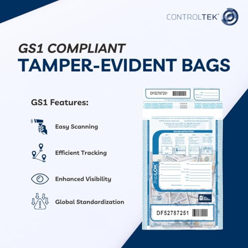 ControlTek TripLok Tamper-Evident Deposit Bags, 12" x 16", Clear, 100 Bags