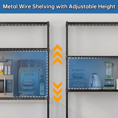 24" W x 18" D x 75" H Wire Storage Shelves with Wheels: 5 Tier Adjustable Metal Shelving Unit, NSF Heavy Duty Kitchen Bakers Rack, Rolling Pantry Shelf Organizer for Closet, Laundry, Garage - size: 24"W x 18"D x 75"H