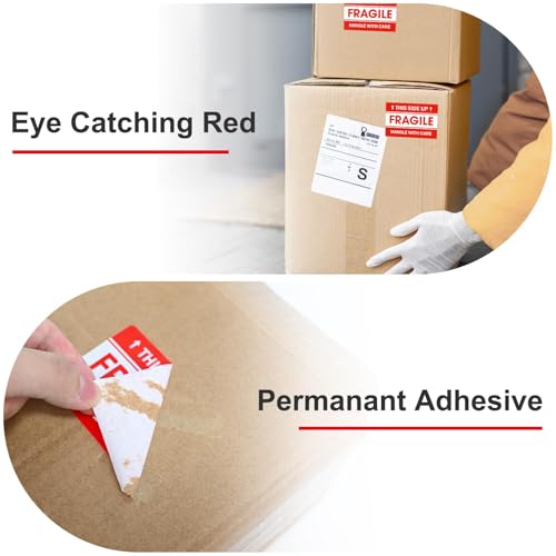 LLIKED 1000 Fragile Stickers 2"x3" for Shipping and Moving - size: 2"x3", style: 2 Rolls,1000 Labels