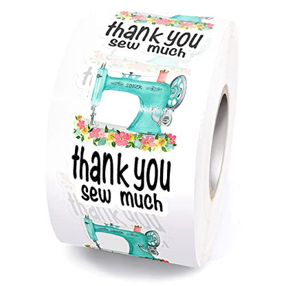 Sewing Machine Stickers, Thank You Sew Much Sticker, Sewing Themed Gifts Thank You Stickers, Sew Labels for Handmade Items, Business Order Mail Packages 1.5" L X 1.5" H 500 PCS Sticker - style: Thank You Sew Much